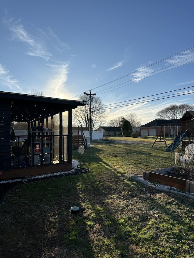 view of yard featuring a playground