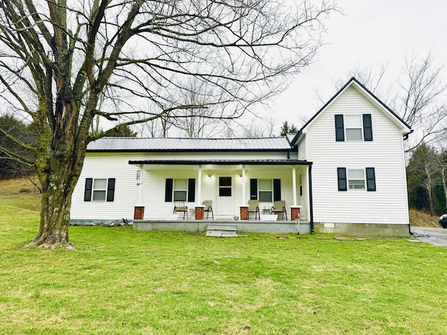 6002 Edmonton Rd, Columbia, KY 42728 - rear view of property featuring a porch, a yard, and metal roof