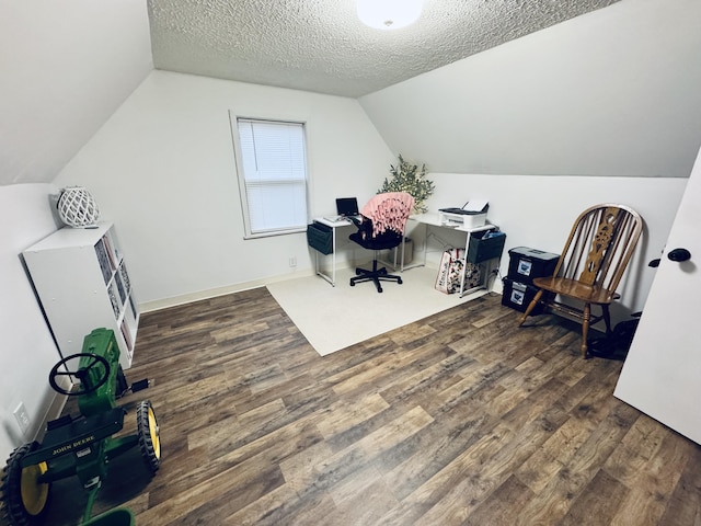 6002 Edmonton Rd, Columbia, KY 42728 - office area with wood finished floors, lofted ceiling, and a textured ceiling