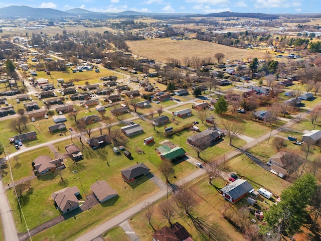 drone / aerial view with a mountain view