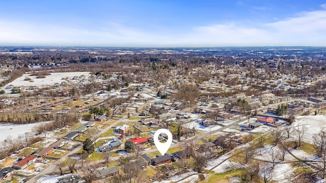 birds eye view of property with a residential view