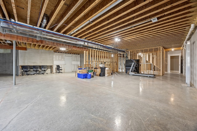 view of unfinished basement