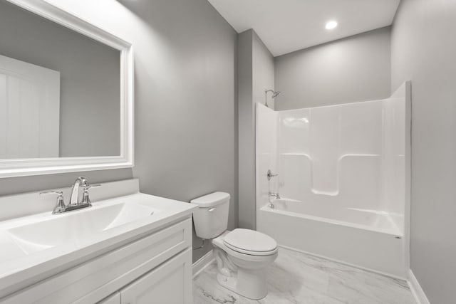 full bathroom with vanity, toilet, and shower / bath combination