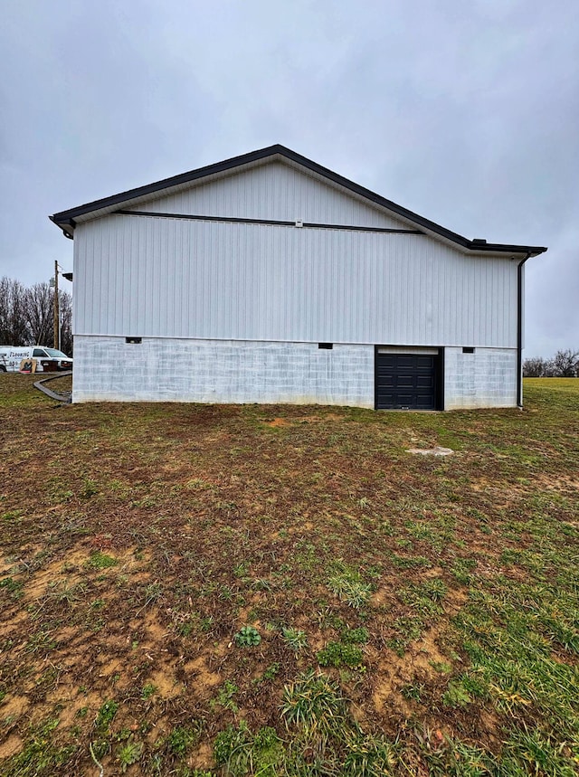 view of pole building with a garage