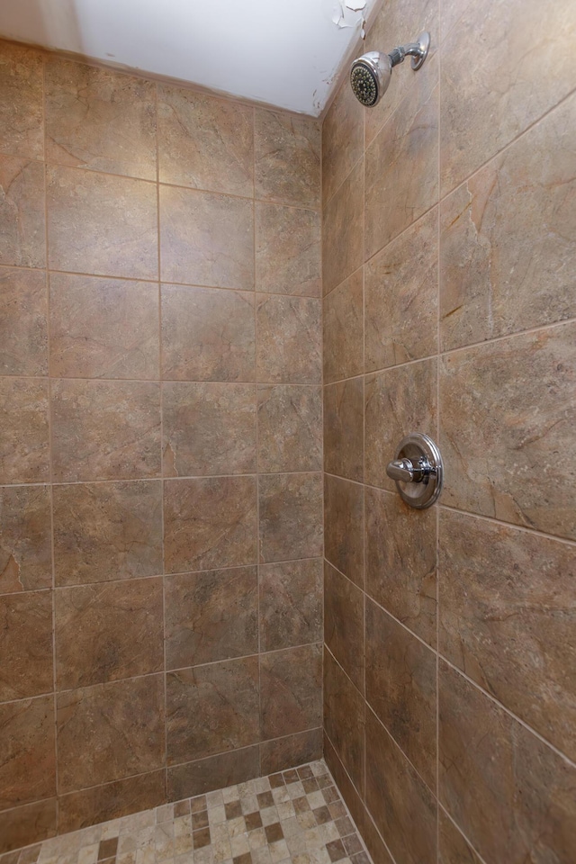 bathroom with a tile shower