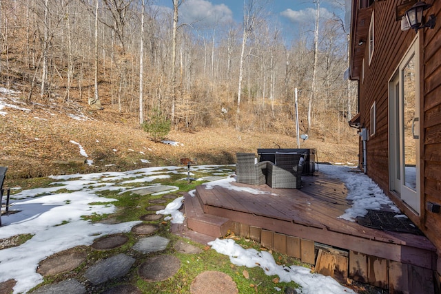 exterior space featuring cooling unit and a deck