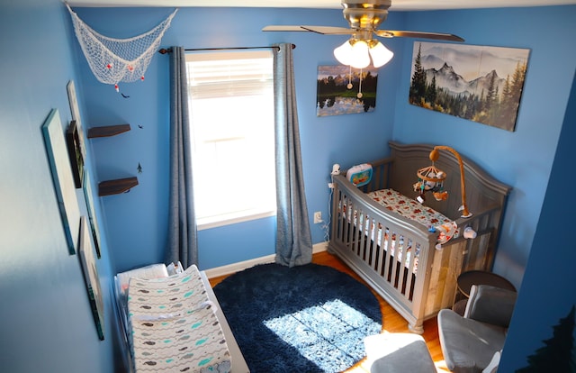 bedroom with hardwood / wood-style floors