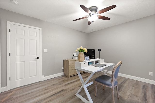 349 Sycamore Dr, Bronston, KY 42518 - office space with ceiling fan and light hardwood / wood-style floors