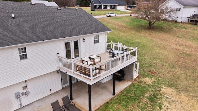 349 Sycamore Dr, Bronston, KY 42518 - wooden deck with a patio and a lawn