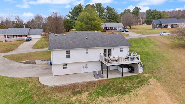 349 Sycamore Dr, Bronston, KY 42518 - rear view of property with a patio area, a yard, french doors, and a wooden deck