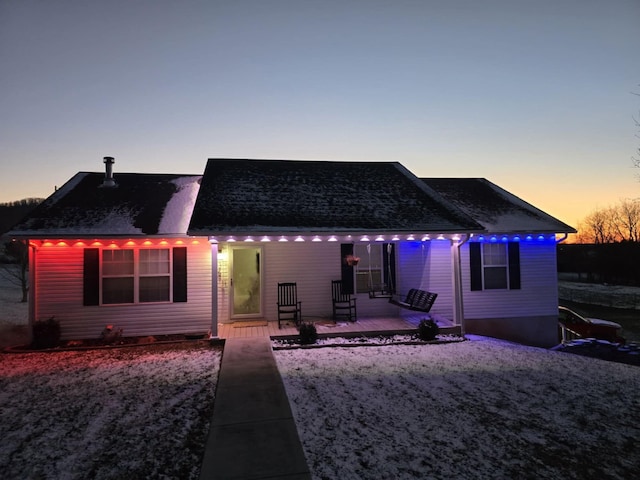 349 Sycamore Dr, Bronston, KY 42518 - back house at dusk featuring covered porch
