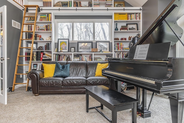 living area with carpet floors