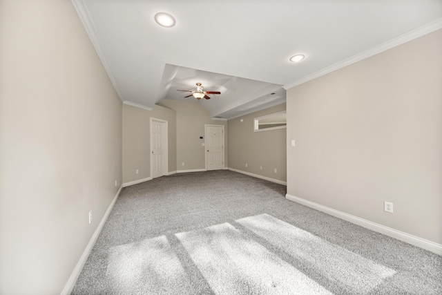 312 Avawam Dr, Richmond, KY 40475 - spare room with a ceiling fan, light carpet, baseboards, crown molding, and recessed lighting