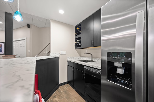 312 Avawam Dr, Richmond, KY 40475 - kitchen featuring stainless steel fridge, dishwasher, a sink, dark cabinets, and recessed lighting