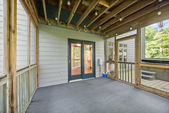 view of unfurnished sunroom