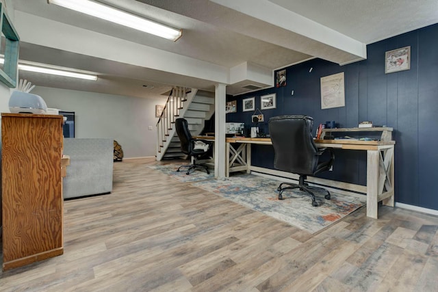 office area with hardwood / wood-style floors