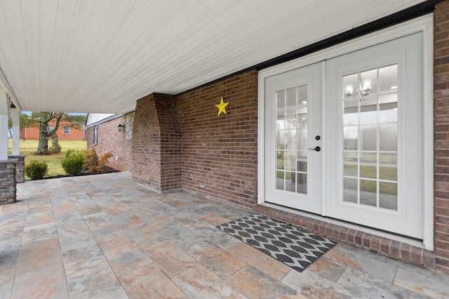 view of patio featuring french doors