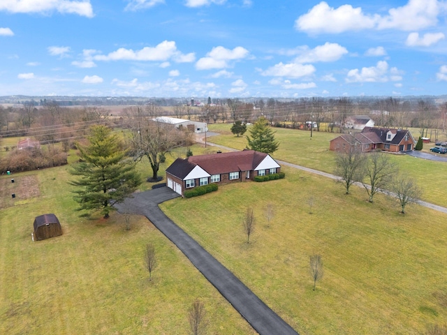 drone / aerial view with a rural view