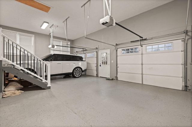 garage with a garage door opener