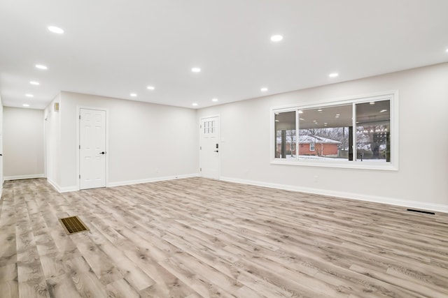 interior space with light hardwood / wood-style flooring