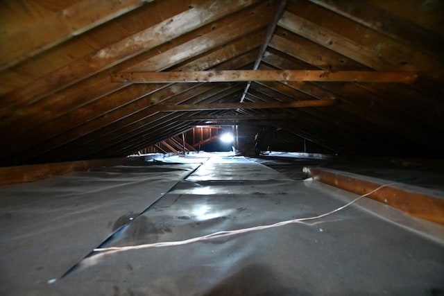 view of unfinished attic