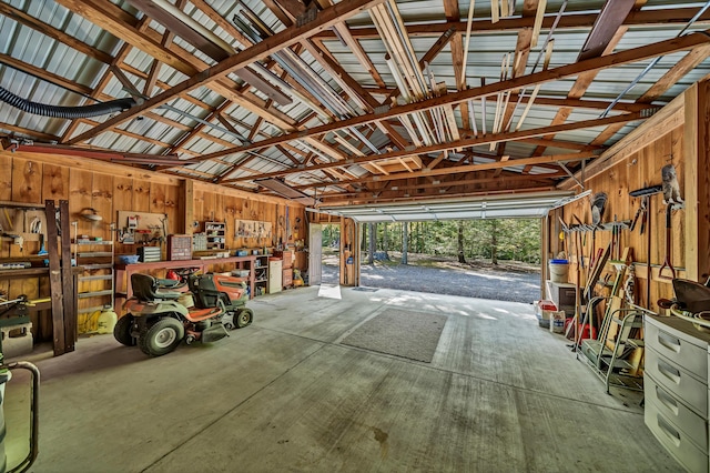 garage featuring metal wall