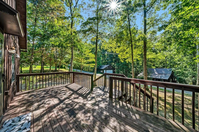 deck with an outdoor structure