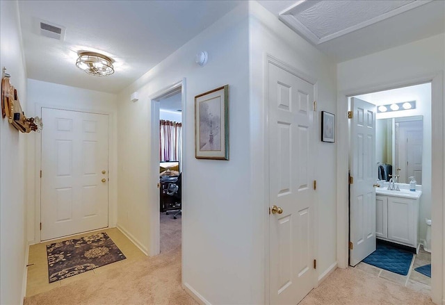 interior space with light colored carpet