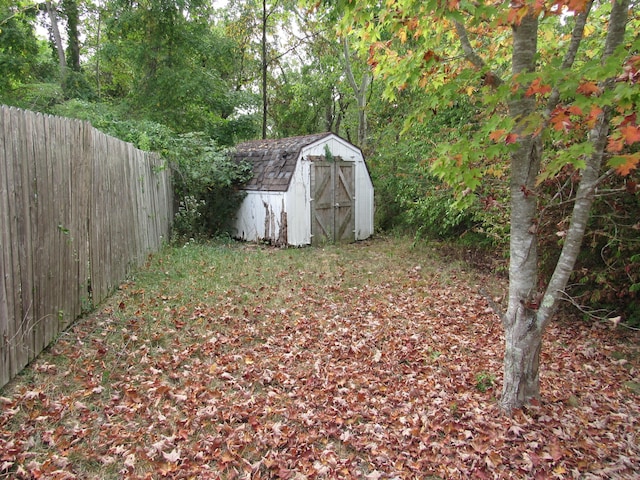 view of yard featuring a shed