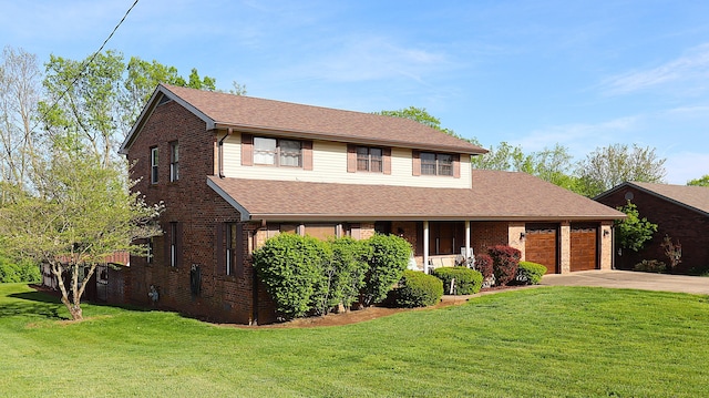 920 Meadow Ln, Harrodsburg, KY 40330 - traditional home with driveway, a front yard, brick siding, and a garage