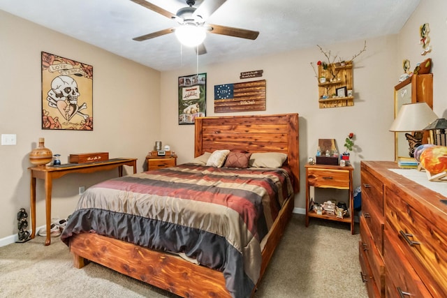 bedroom with carpet floors and ceiling fan