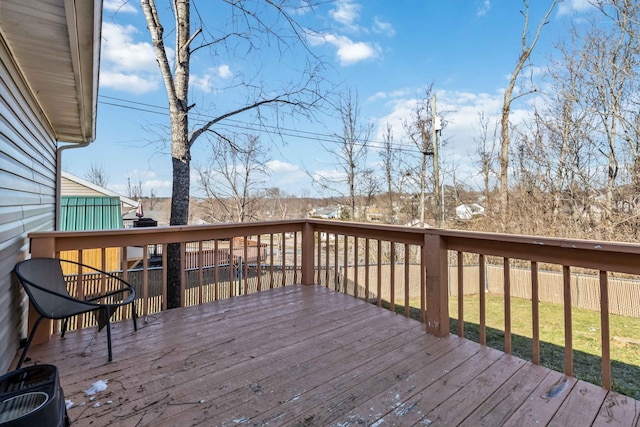 wooden deck featuring central AC