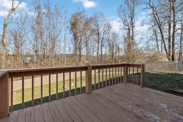 wooden deck with a lawn