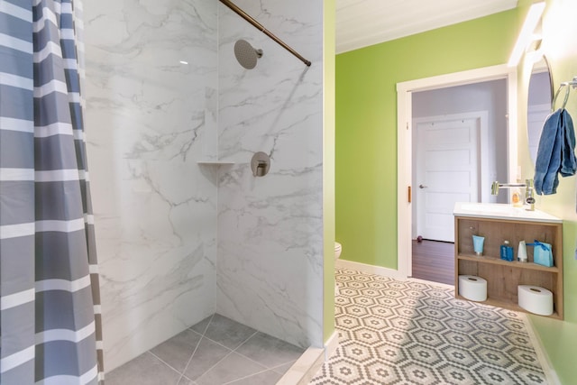 bathroom featuring sink, toilet, and walk in shower