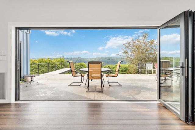 doorway to outside featuring hardwood / wood-style flooring