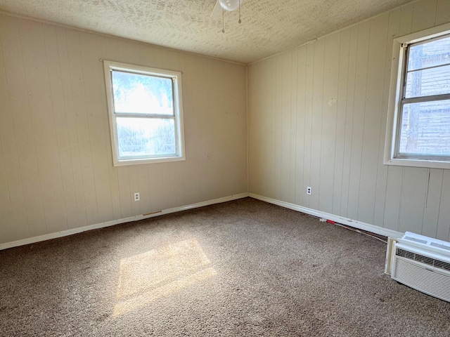 unfurnished room featuring carpet flooring and a textured ceiling