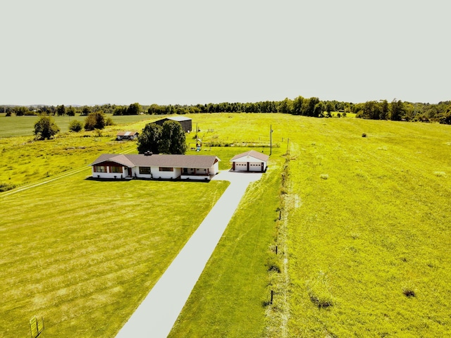 bird's eye view featuring a rural view