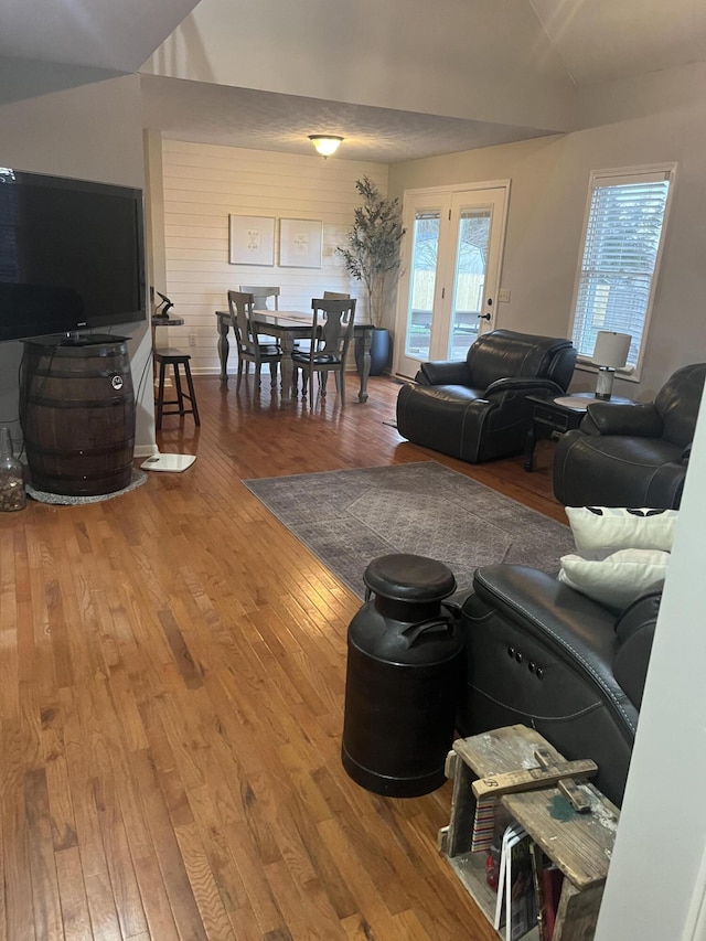 living room with wood-type flooring