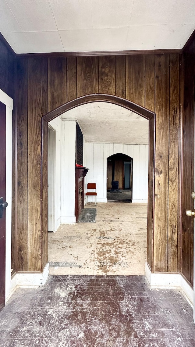 interior space with wood walls