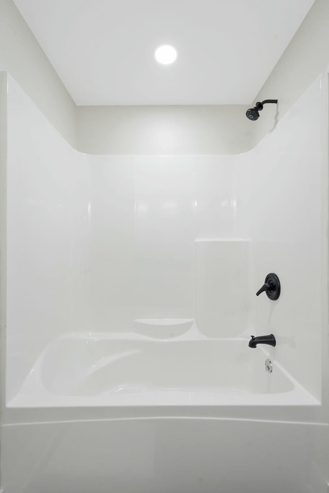 full bath featuring  shower combination and recessed lighting