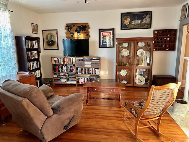 sitting room with light wood-type flooring