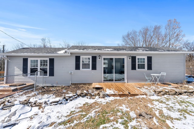 view of front of house with a wooden deck