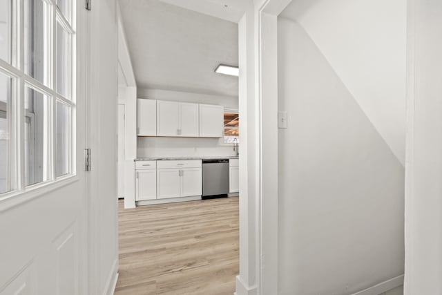 hall featuring light hardwood / wood-style floors and a healthy amount of sunlight