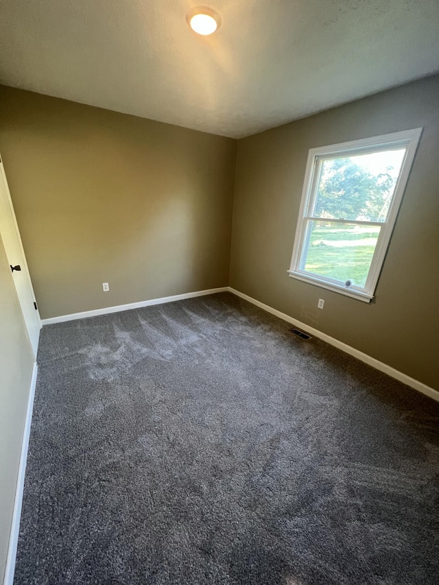 empty room with dark colored carpet