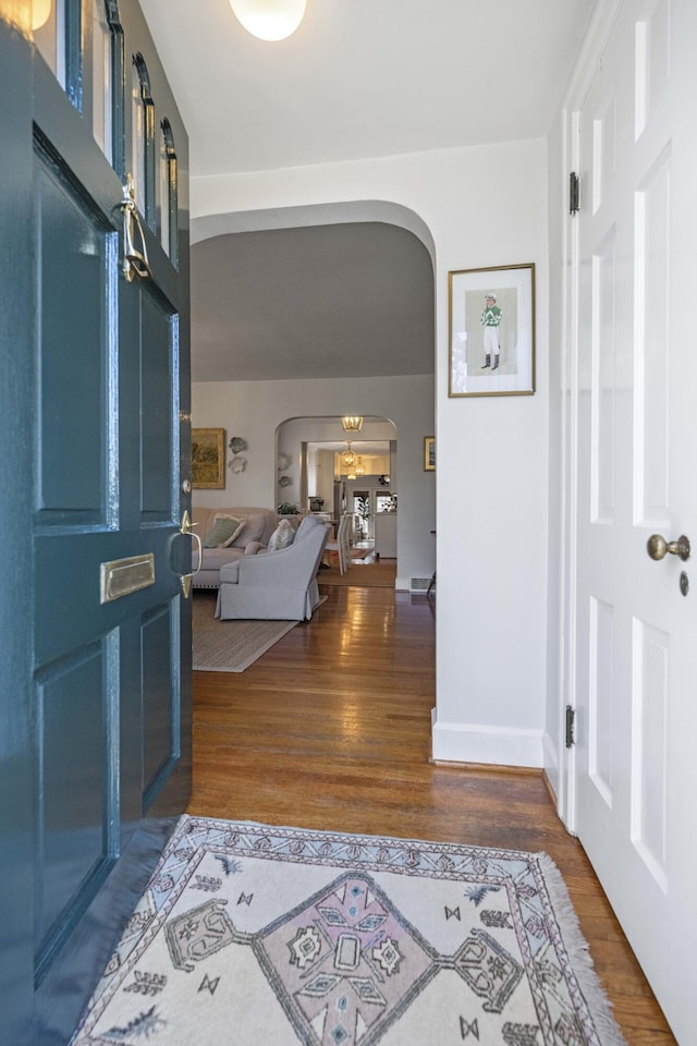 entryway featuring dark hardwood / wood-style floors