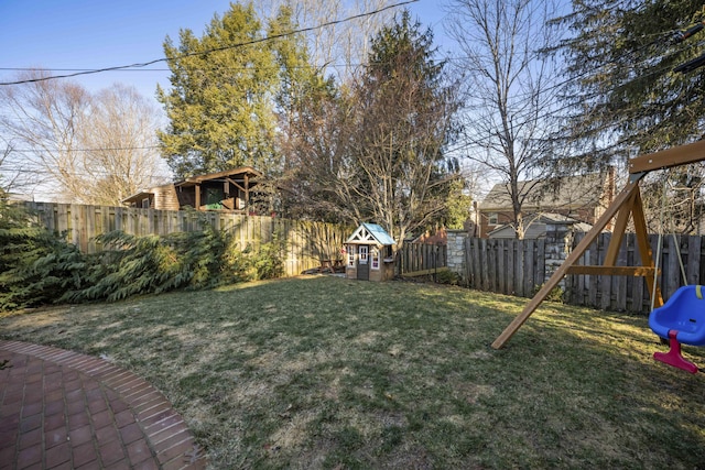 view of yard with a playground