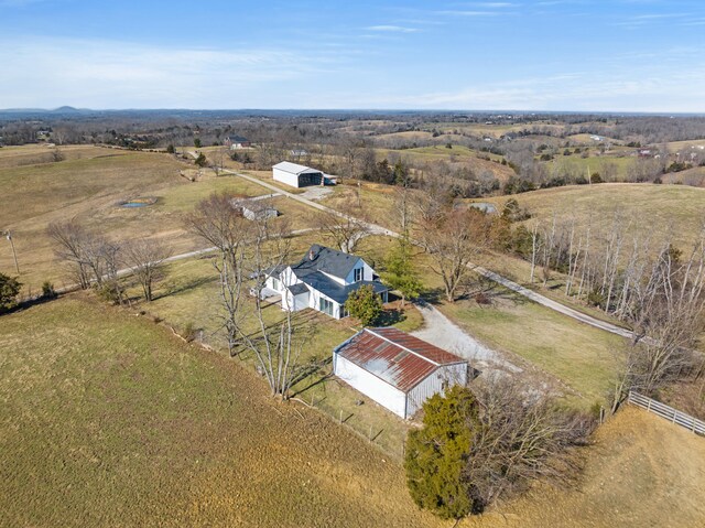 drone / aerial view with a rural view