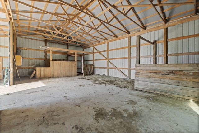 garage with metal wall