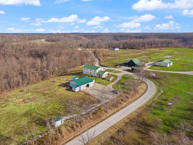 aerial view featuring a rural view