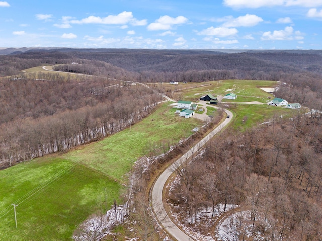 birds eye view of property with a rural view